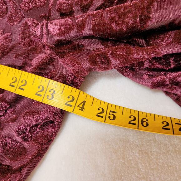 London Times Dress 18W Burgundy Lined Burnout Velvett Flare Midi Modest Grandma - Picture 4 of 9